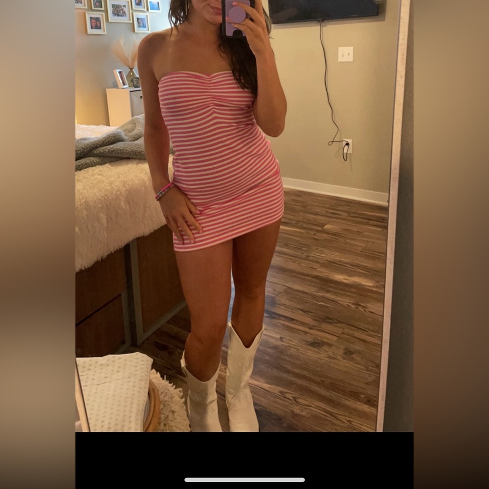 NEW Princess Polly Striped Strapless Dress